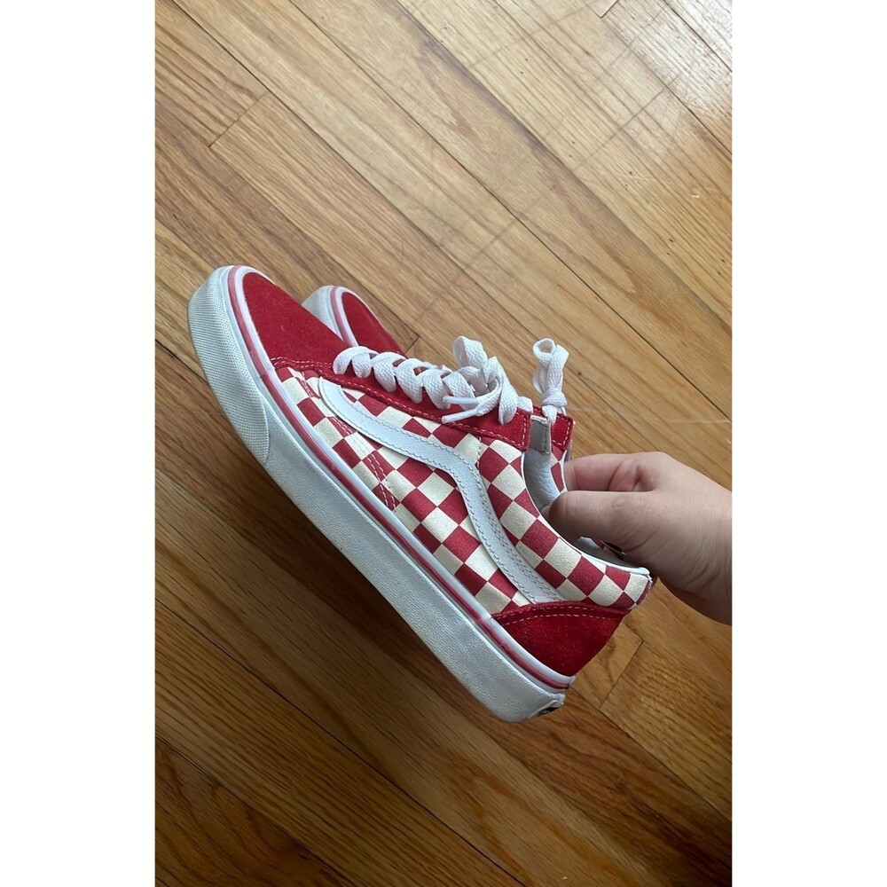 Vans Kids Red and White Checkered Sneakers